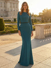 Jersey Mermaid Round Neck Sash Mother of the Bride Dresses