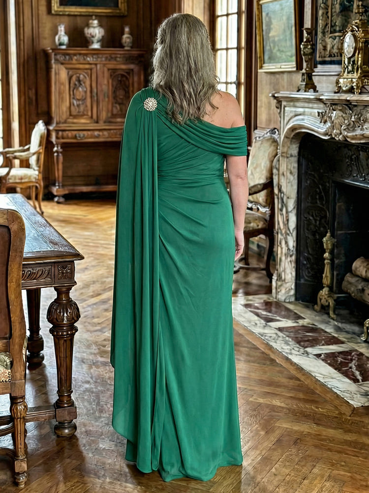 Chiffon Sheath One Shoulder Side Slit Mother of the Bride Dresses