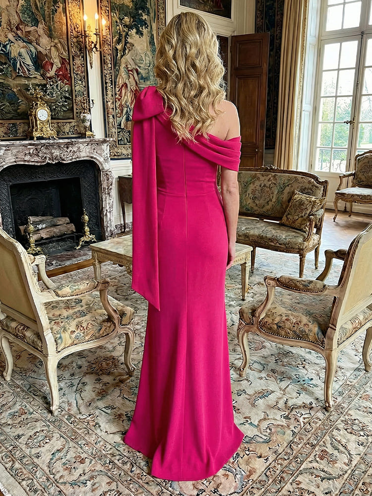 Satin Mermaid One Shoulder Bow Mother of the Bride Dresses
