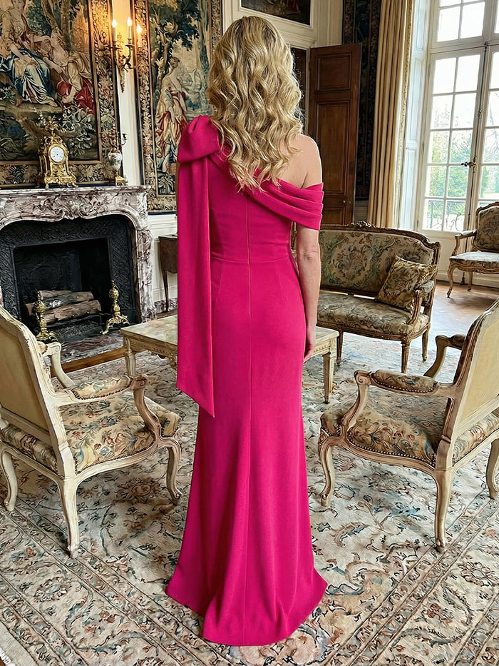 Satin Mermaid One Shoulder Bow Mother of the Bride Dresses