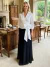 Chiffon A-Line V Neck Bow Mother of the Bride Dresses