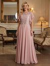 Chiffon A-Line Round Neck Sequin Embroidery Mother of the Bride Dresses