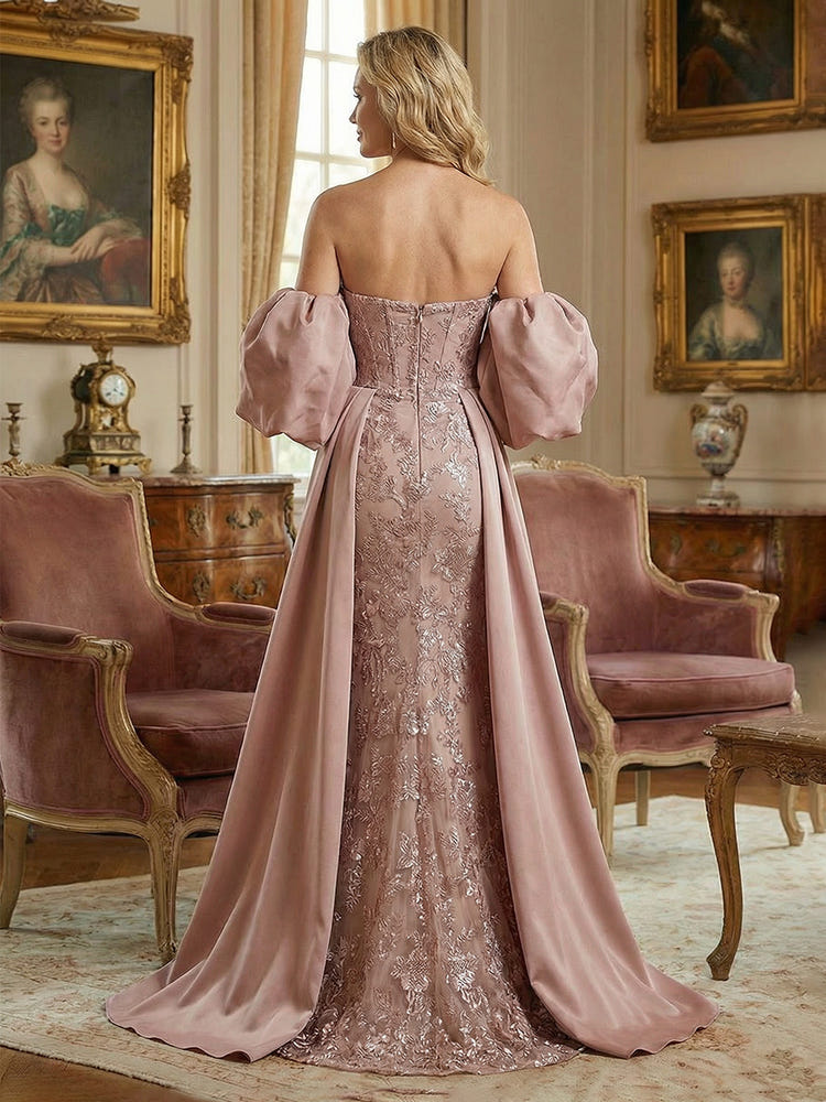 Lace Appliques Mermaid Off the Shoulder Sequin Mother of the Bride Dresses