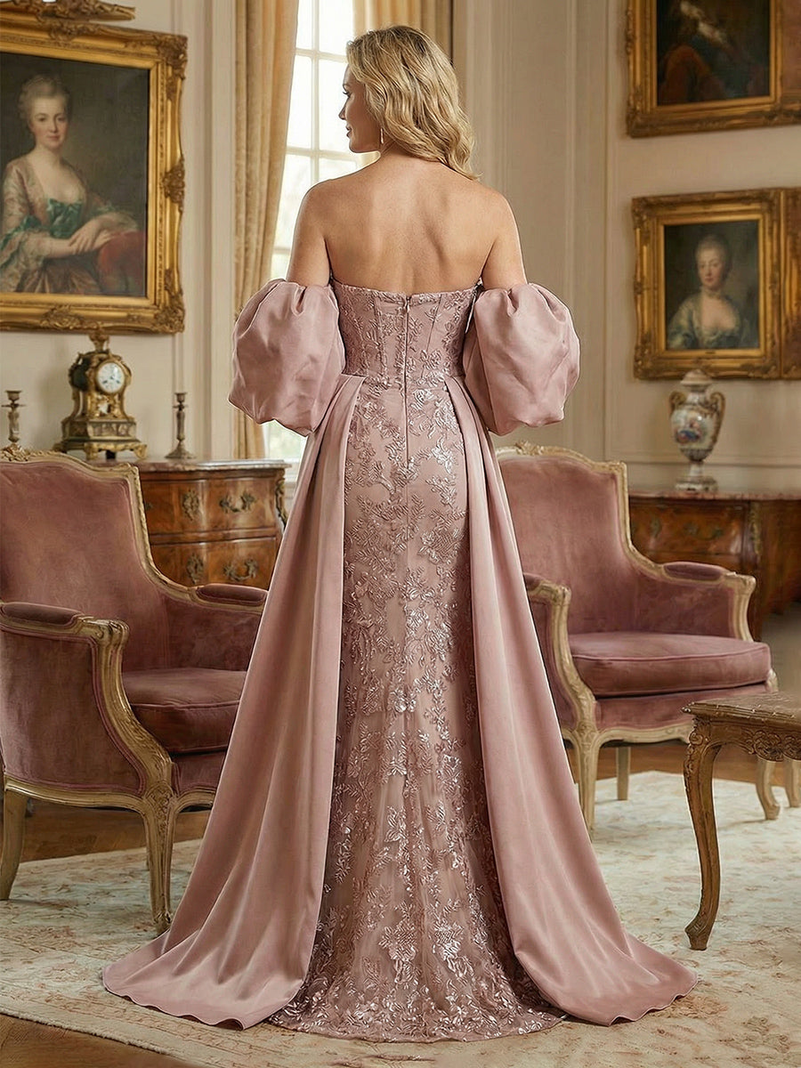 Lace Appliques Mermaid Off the Shoulder Sequin Mother of the Bride Dresses