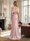 Satin Mermaid Off the Shoulder Lace Applique Mother of the Bride Dresses