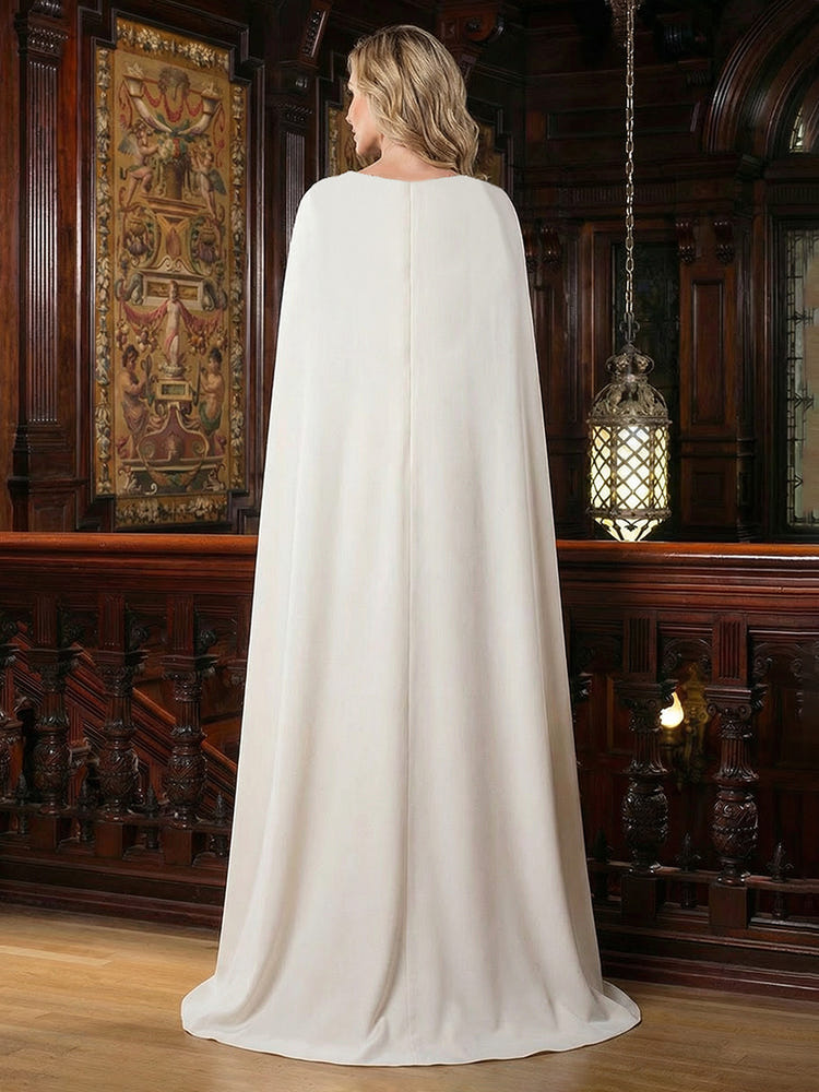 Sequin Satin Mermaid Round Neck Beaded Mother of the Bride Dresses with Caps