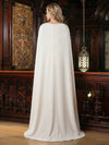 Sequin Satin Mermaid Round Neck Beaded Mother of the Bride Dresses with Caps