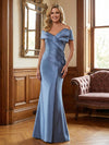 Satin Mermaid Off the Shoulder Pleated Mother of the Bride Dresses