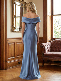 Satin Mermaid Off the Shoulder Pleated Mother of the Bride Dresses