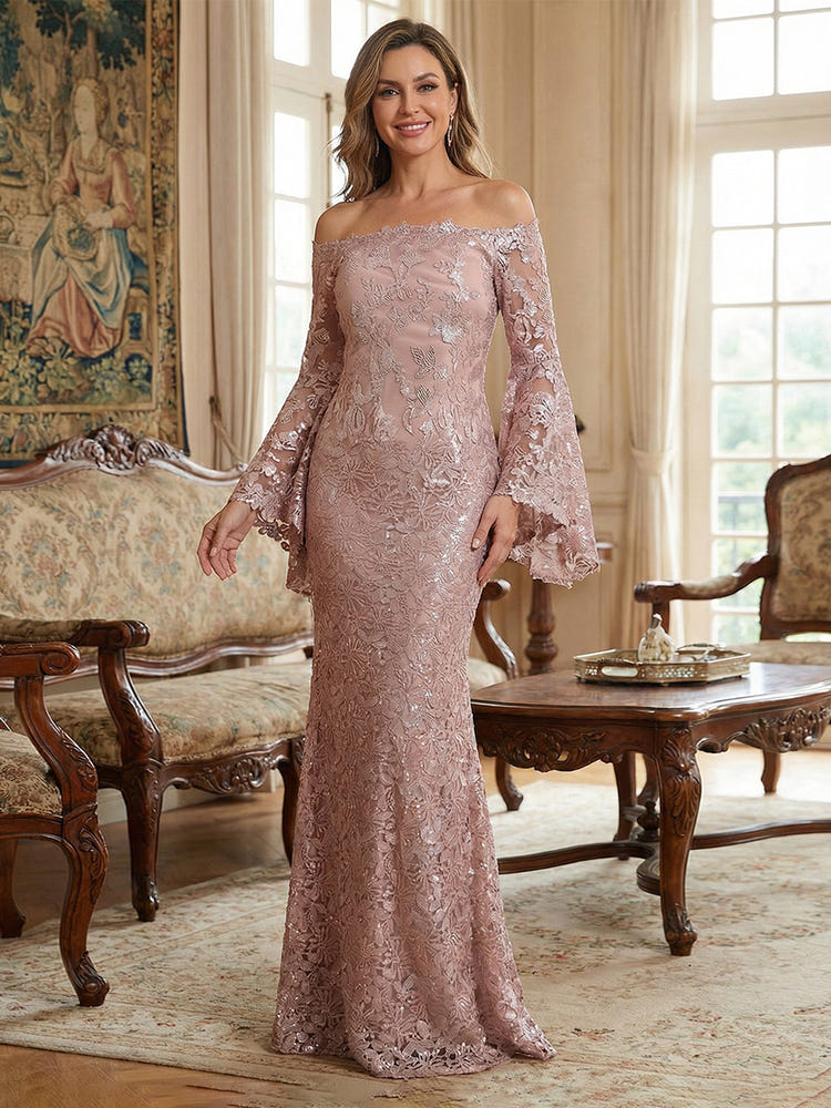 Lace Appliques Mermaid Off the Shoulder Beaded Mother of the Bride Dresses
