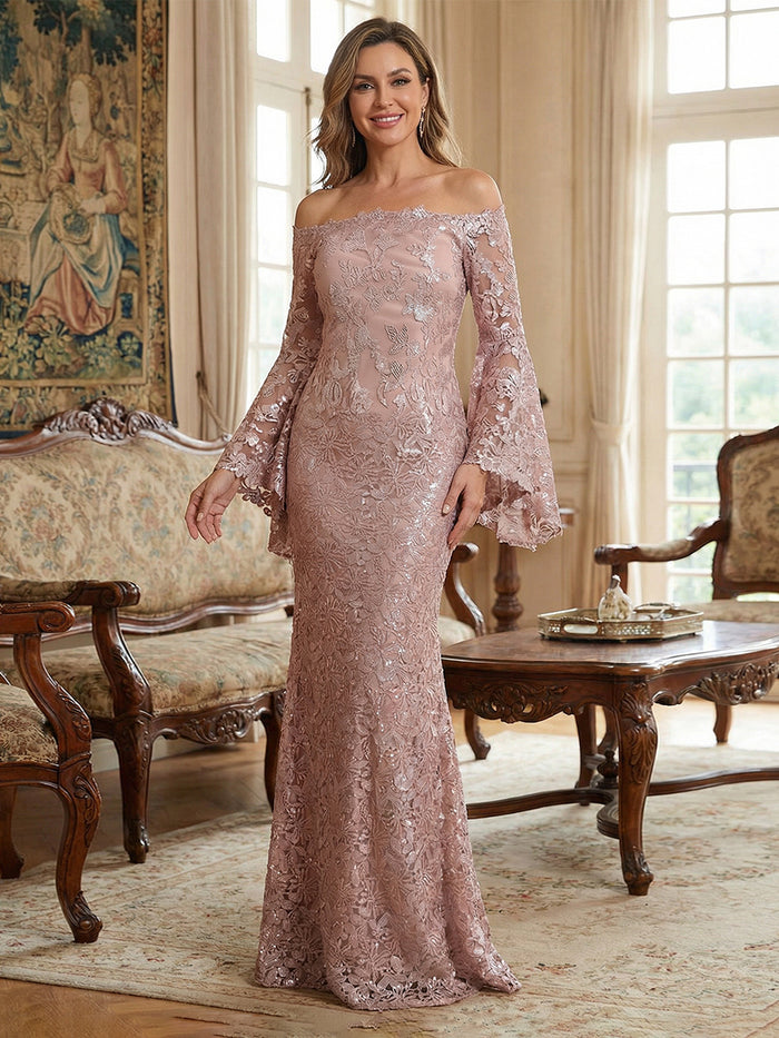 Lace Appliques Mermaid Off the Shoulder Beaded Mother of the Bride Dresses