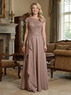 Chiffon A-Line Round Neck Sequin Embroidery Mother of the Bride Dresses