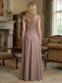 Chiffon A-Line Round Neck Sequin Embroidery Mother of the Bride Dresses