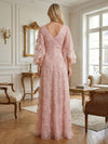 Lace Appliques V Neck Ruffles Mother of the Bride Dresses