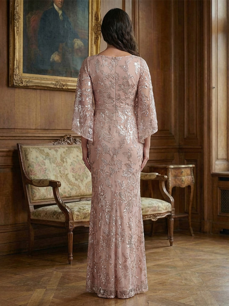 Mermaid Crew Neck Lace Applique  Mother of the Bride Dresses