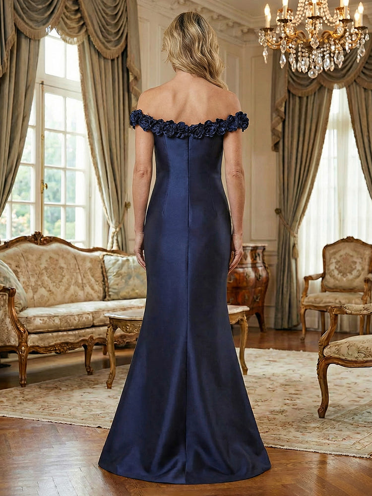 Off the Shoulder Mother of the Bride Dresses with 3D Flowers