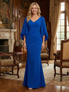 Jersey Mermaid V Neck Simple Mother of the Bride Dresses