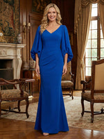 Jersey Mermaid V Neck Simple Mother of the Bride Dresses