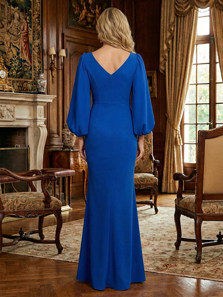 Jersey Mermaid V Neck Simple Mother of the Bride Dresses