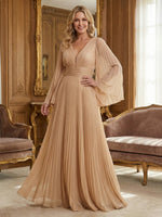 Chiffon A-Line V Neck Pleated Mother of the Bride Dresses