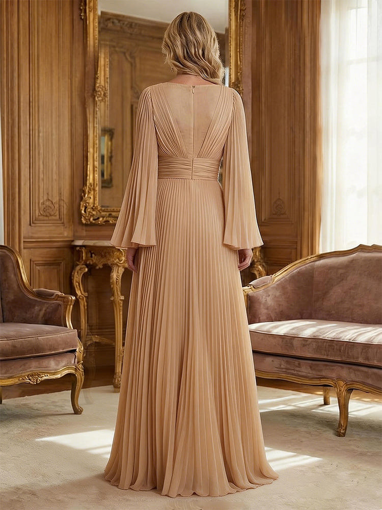Chiffon A-Line V Neck Pleated Mother of the Bride Dresses