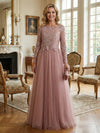 Tulle Crew Neck Lace Applique Mother of the Bride Dresses
