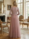 Tulle Crew Neck Lace Applique Mother of the Bride Dresses