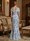 Mermaid Floral Embroidery Pleated Mother of the Bride Dresses