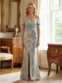 Floral Embroidery Mother of the Bride Dresses with Side Slit