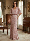 Lace Appliques Mermaid V Neck Mother of the Bride Dresses