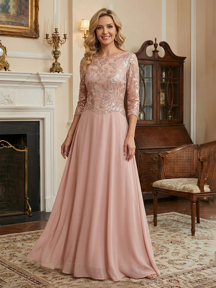 Chiffon A-Line Mother of the Bride Dresses with Lace Applique