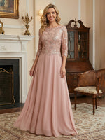 Chiffon A-Line Mother of the Bride Dresses with Lace Applique