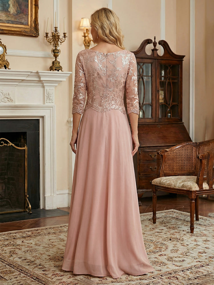 Chiffon A-Line Mother of the Bride Dresses with Lace Applique