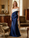 Satin Mermaid Off the Shoulder Pleated Mother of the Bride Dresses