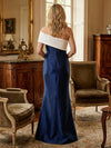 Satin Mermaid Off the Shoulder Pleated Mother of the Bride Dresses
