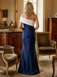 Satin Mermaid Off the Shoulder Pleated Mother of the Bride Dresses