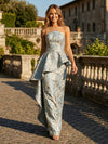 Satin Jacquard Bodycon Mother of the Bride Dresses with Ruffles