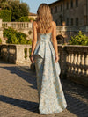 Satin Jacquard Bodycon Mother of the Bride Dresses with Ruffles