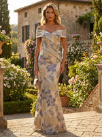 Satin Jacquard Mermaid Pleated Mother of the Bride Dresses