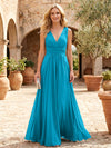 Chiffon A-Line V Neck Pleated Mother of the Bride Dresses