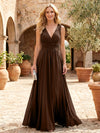 Chiffon A-Line V Neck Pleated Mother of the Bride Dresses
