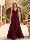 Chiffon A-Line V Neck Pleated Mother of the Bride Dresses