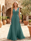 Chiffon A-Line V Neck Pleated Mother of the Bride Dresses