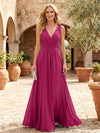 Chiffon A-Line V Neck Pleated Mother of the Bride Dresses