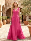 Chiffon A-Line V Neck Pleated Mother of the Bride Dresses