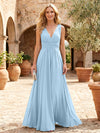 Chiffon A-Line V Neck Pleated Mother of the Bride Dresses