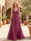 Chiffon A-Line V Neck Pleated Mother of the Bride Dresses