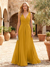 Chiffon A-Line V Neck Pleated Mother of the Bride Dresses