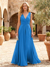 Chiffon A-Line V Neck Pleated Mother of the Bride Dresses