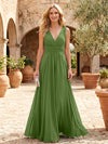 Chiffon A-Line V Neck Pleated Mother of the Bride Dresses